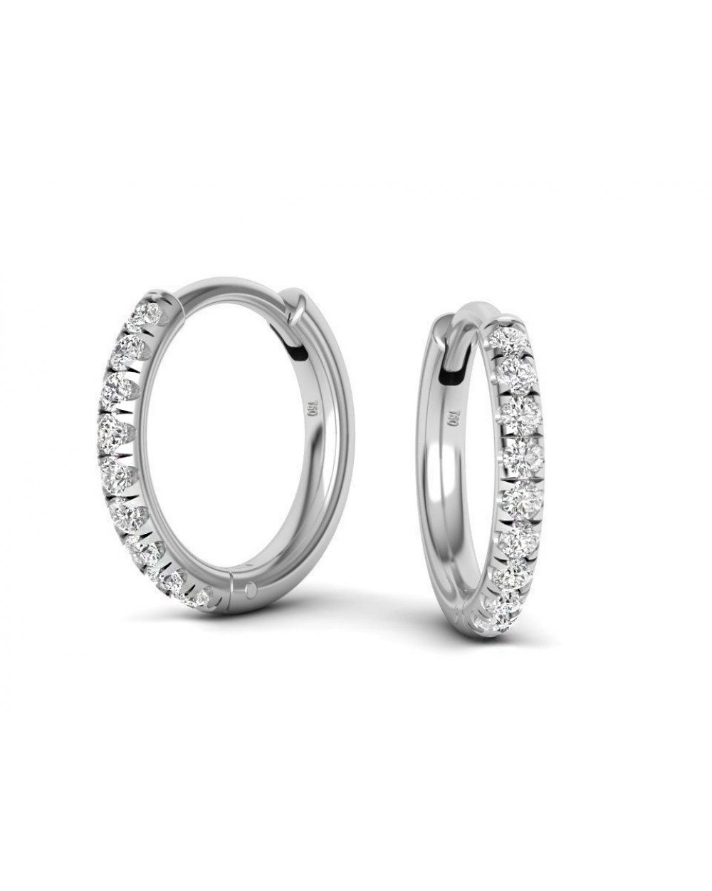 White Gold 10mm Pave Round Diamond Hoop Earrings