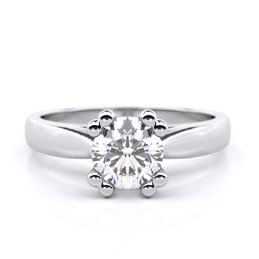 Clio Solitaire Engagement Ring in 18K White Gold