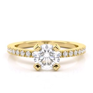 Nysa Accent Stones Engagement Ring in 18K Yellow Gold