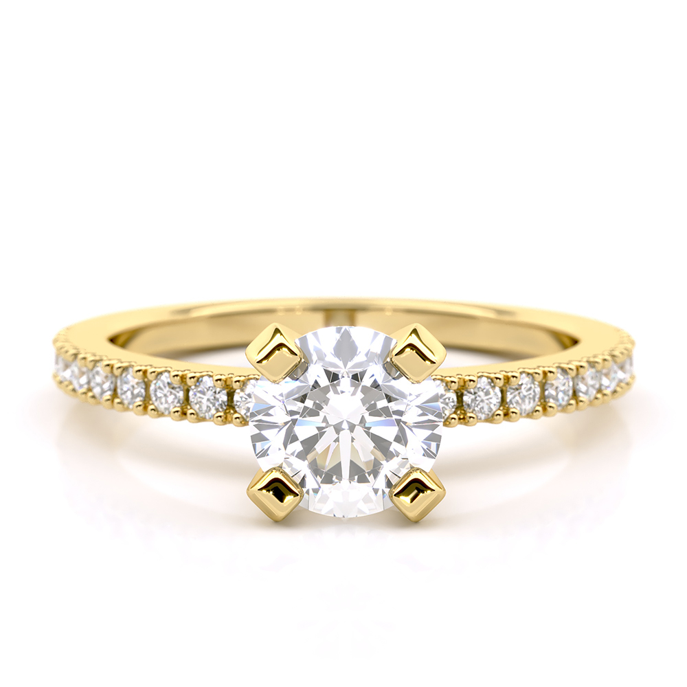 Nysa Accent Stones Engagement Ring in 18K Yellow Gold