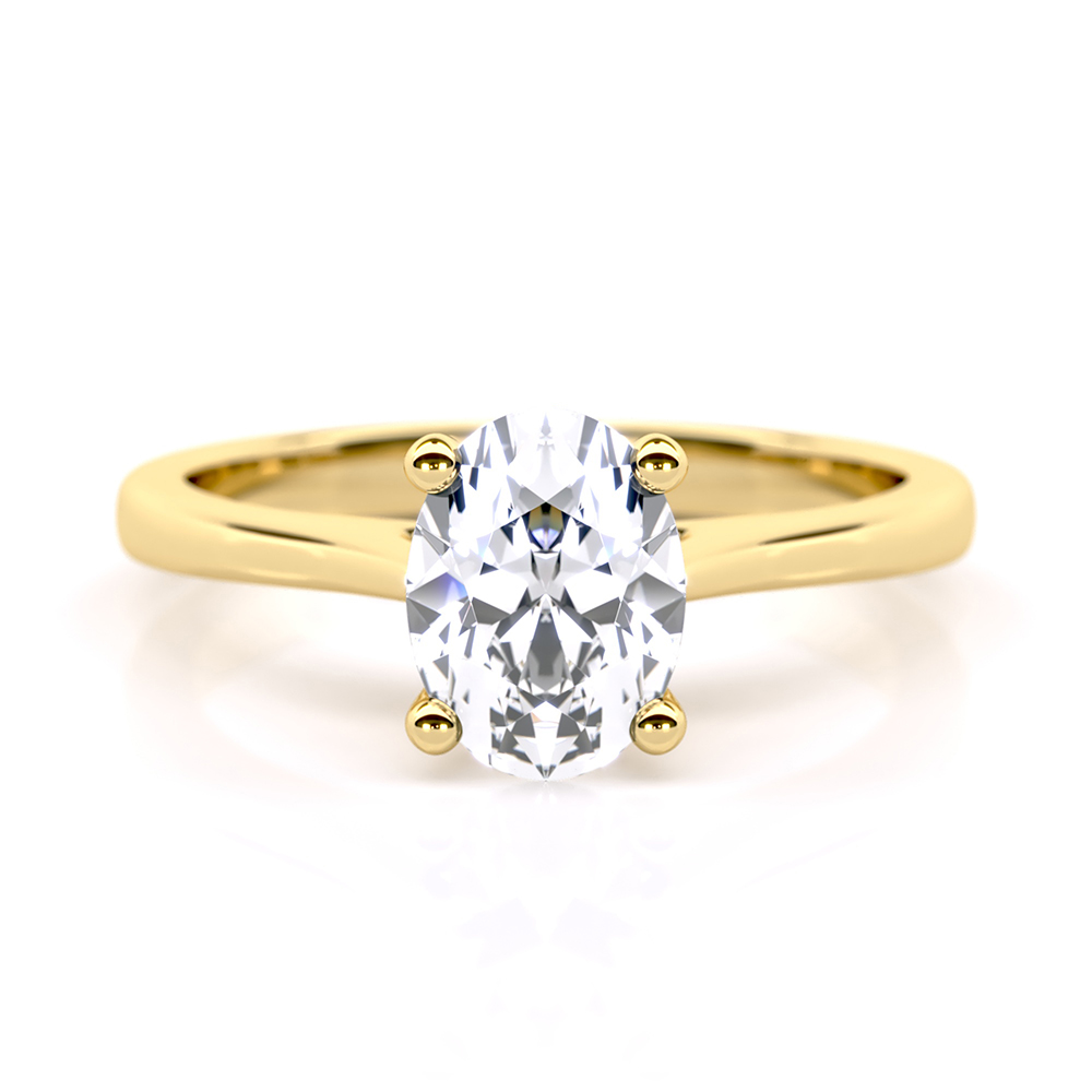 Selene Solitaire Ring in 18k Yellow Gold with Oval Diamond