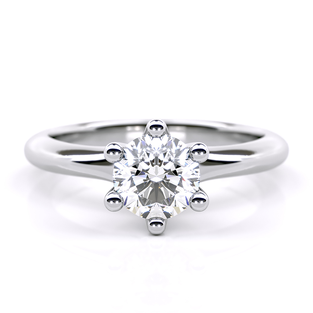 Zoe Solitaire Engagement Ring in 18k White Gold