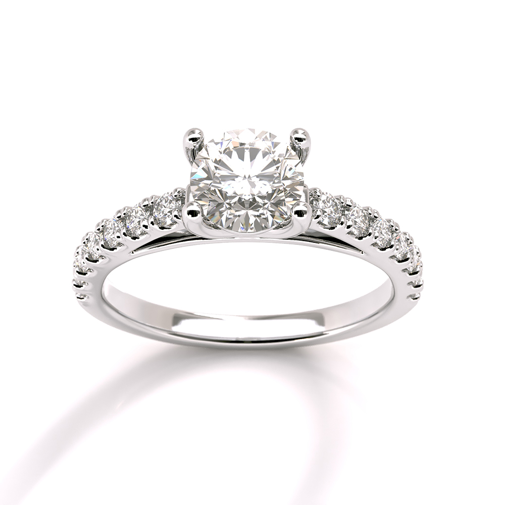 Elegant 18K white gold engagement ring featuring a stunning 0.70ct center diamond