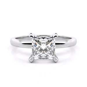 Nina Solitaire Engagement Ring with Princess Cut Diamond in 18k White Gold