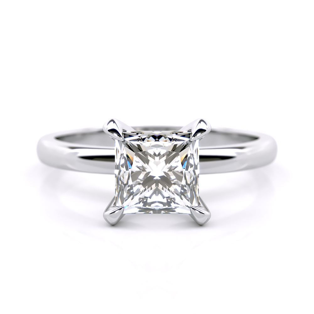 Nina Solitaire Engagement Ring with Princess Cut Diamond in 18k White Gold