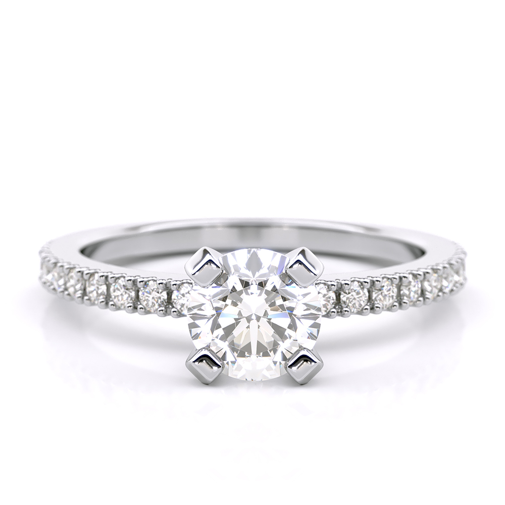 Nysa Accent Stones Engagement Ring in 18K White Gold 0.70ct