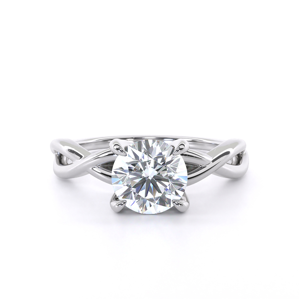 Chloe Round Brilliant cut Diamond Solitaire Ring in 18k White Gold